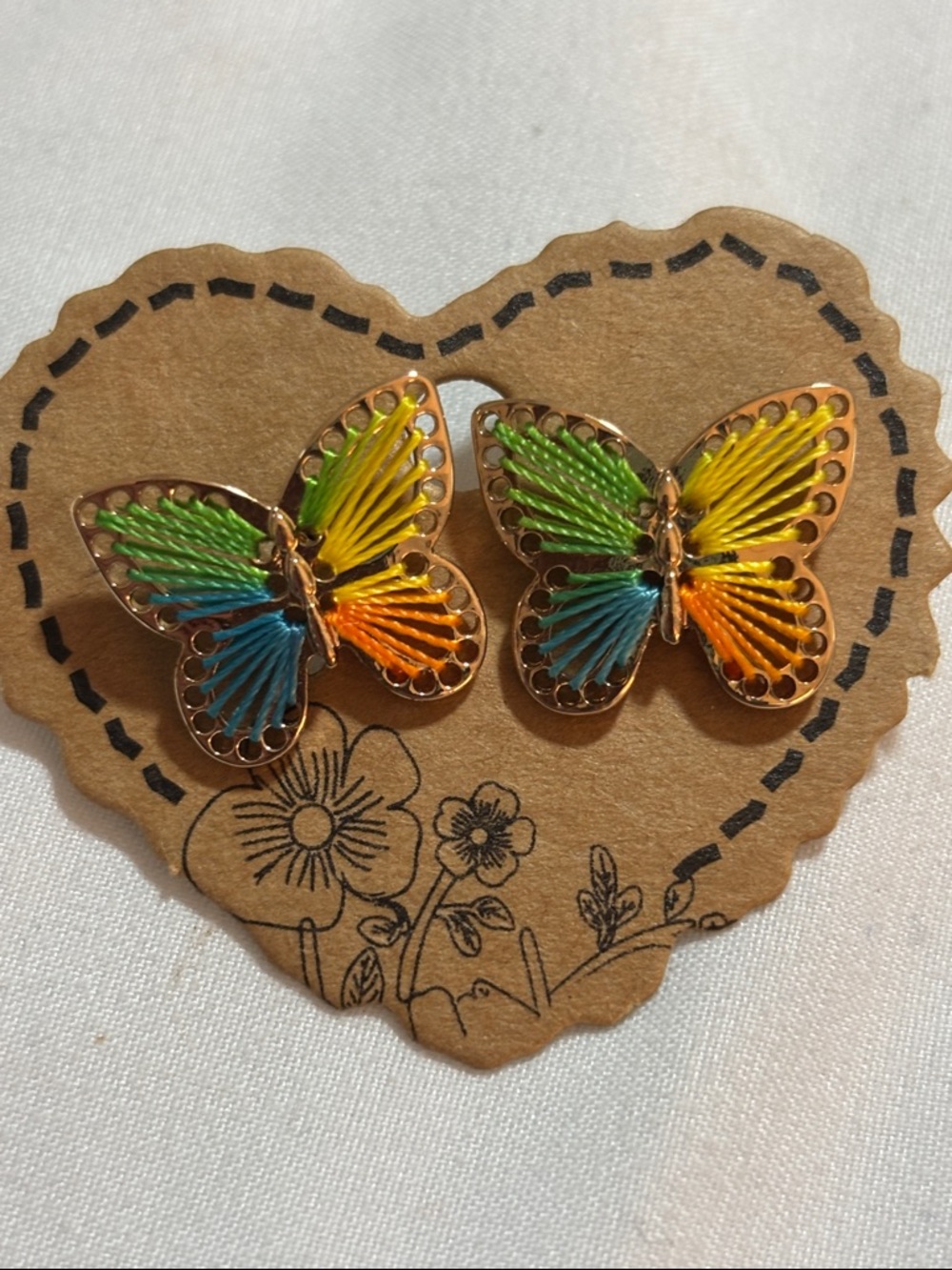 Colorful Butterfly Thread Earrings - Multicolor